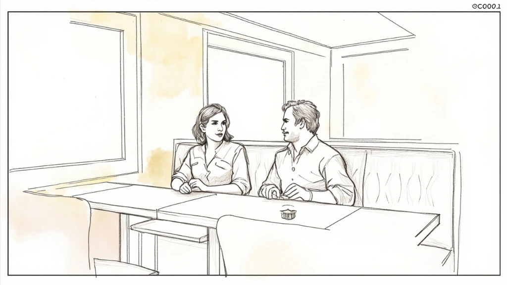 Three-shot dialogue storyboard template, 16:9 reverse-angle layout